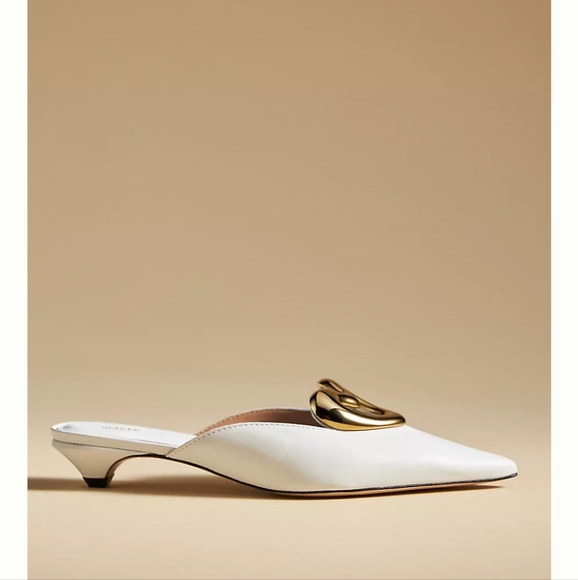 Maeve White and Gold Mules Sleek Slip-On Design - Picture 5 of 5